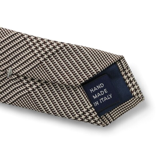 Polo Ralph Lauren Silk Neck Tie Taupe & Brown Houndstooth Handmade In Italy - Picture 6 of 10